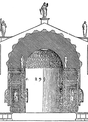 Andrea Palladio’s sketch for the reconstruction of the Temple of Venus and Roma, Rome, 1570, studio substrata, Reinis Salins, Igors Malovickis
