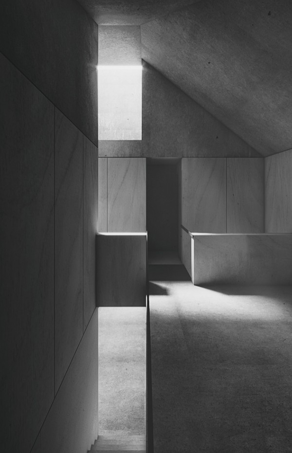 Interior view towards the second level private rooms, studio substrata, Reinis Salins, Igors Malovickis