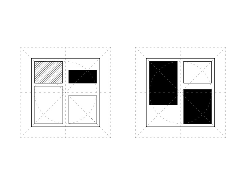 Diagram of compositional and programmatic organization of the residence of five atmospheres, studio substrata, Reinis Salins, Igors Malovickis