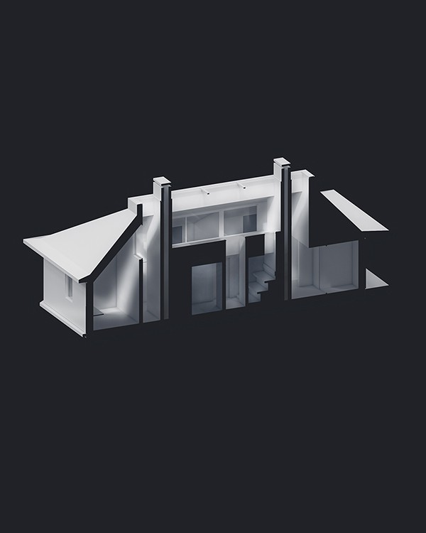 Longitudinal section of the house for a Priest, studio substrata, Reinis Salins, Igors Malovickis