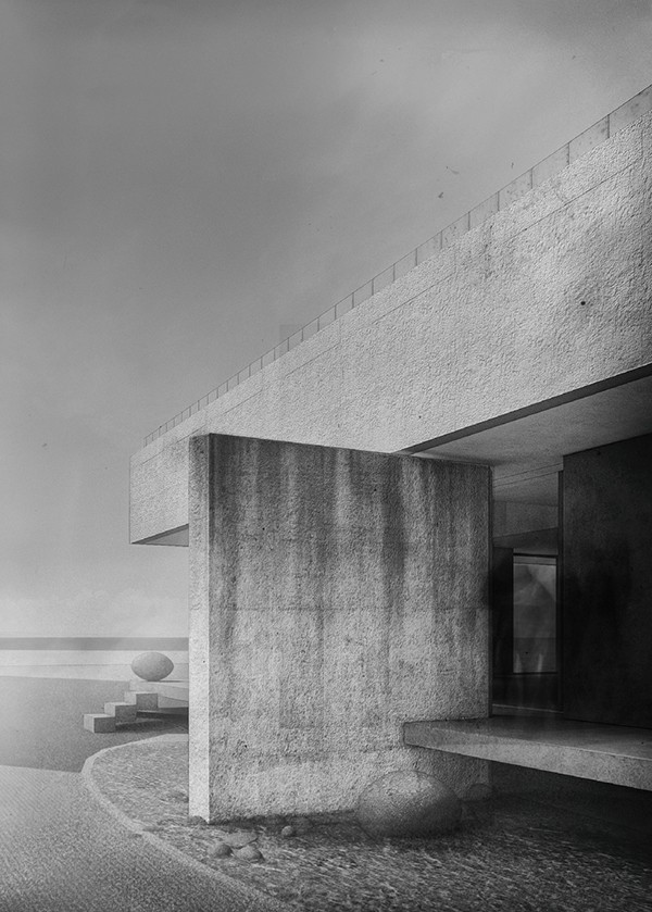 Exterier view towards the water element, studio substrata, Reinis Salins, Igors Malovickis