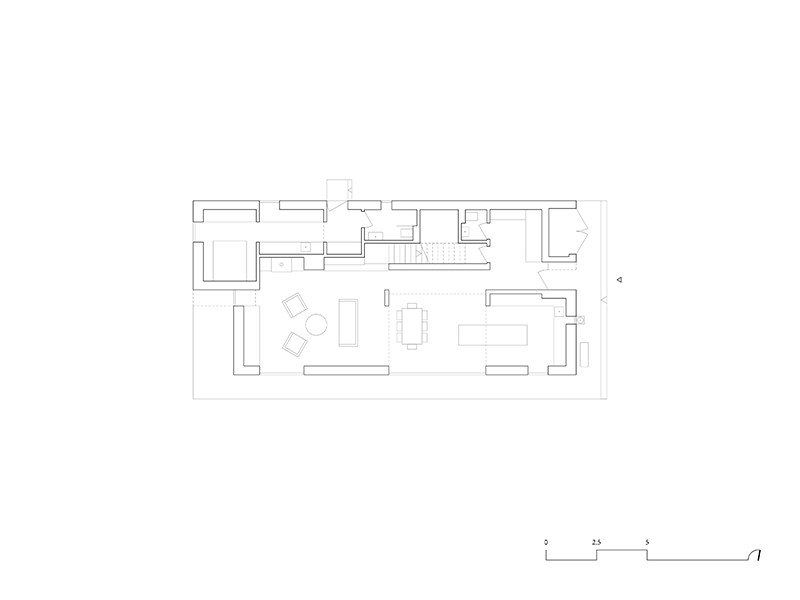 First floor plan of the U+25E8 residence, studio substrata, Reinis Salins, Igors Malovickis
