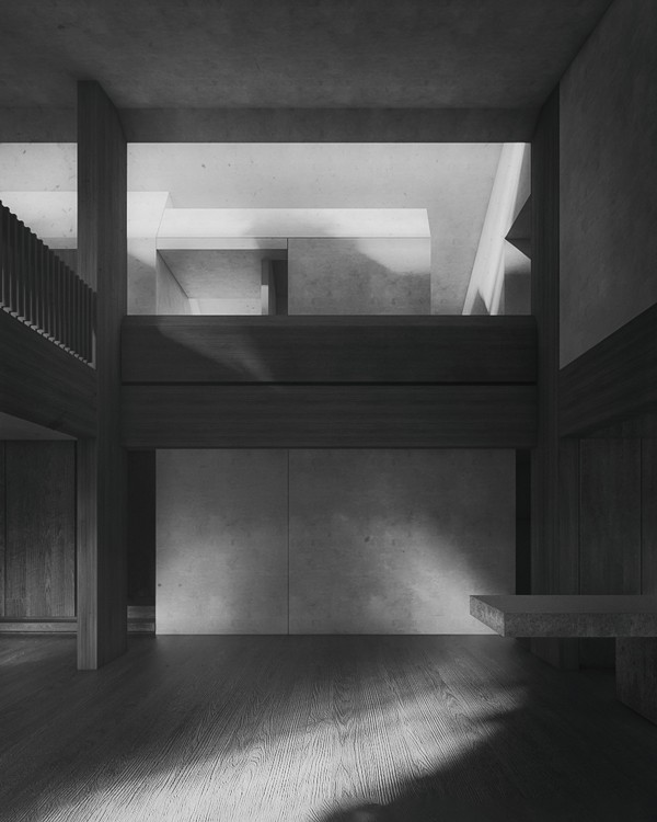 Interior view of the central space in the house, studio substrata, Reinis Salins, Igors Malovickis