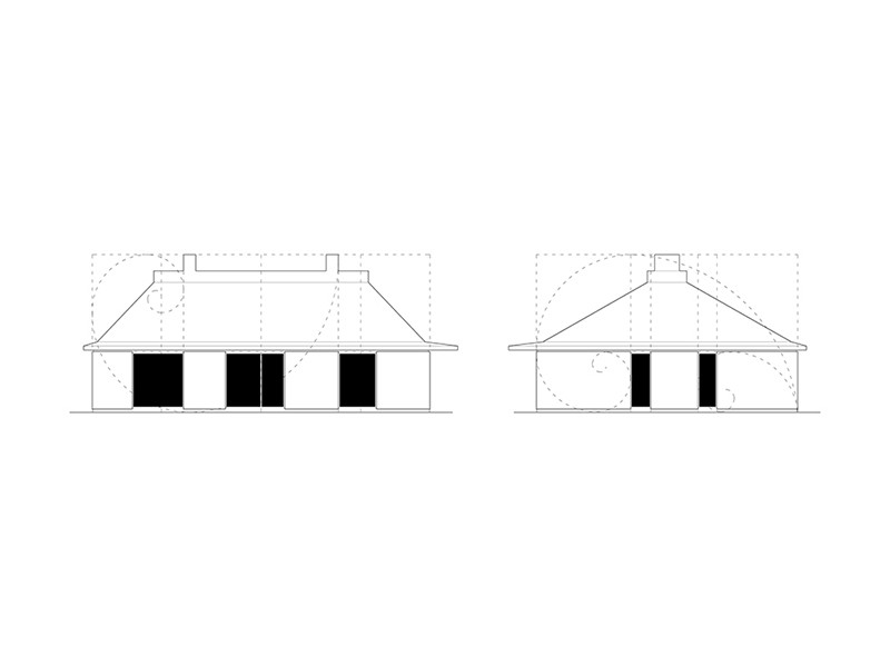 Diagram of façade proportions of the house for a Pastor, studio substrata, Reinis Salins, Igors Malovickis