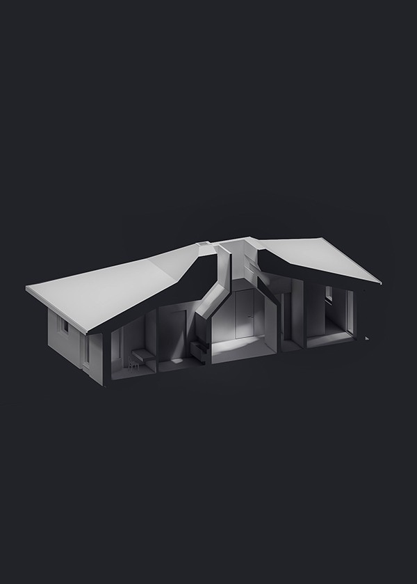 Cross section of the house for a Builder I, studio substrata, Reinis Salins, Igors Malovickis
