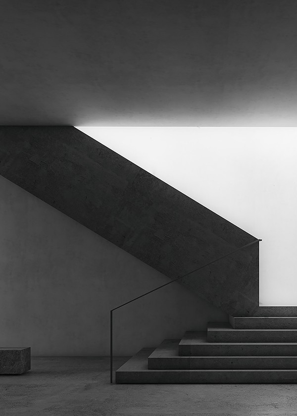 Interior view of the West stairway at the underground level, studio substrata, Reinis Salins, Igors Malovickis