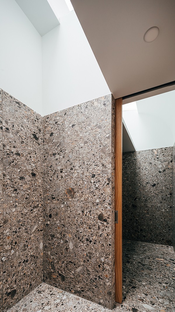 Interior view of the unfinished restroom space within the inner core, studio substrata, Reinis Salins, Igors Malovickis