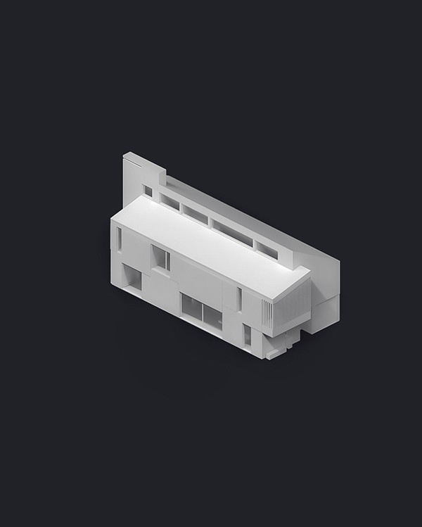Axonometric view of the U+25E8 residence, studio substrata, Reinis Salins, Igors Malovickis